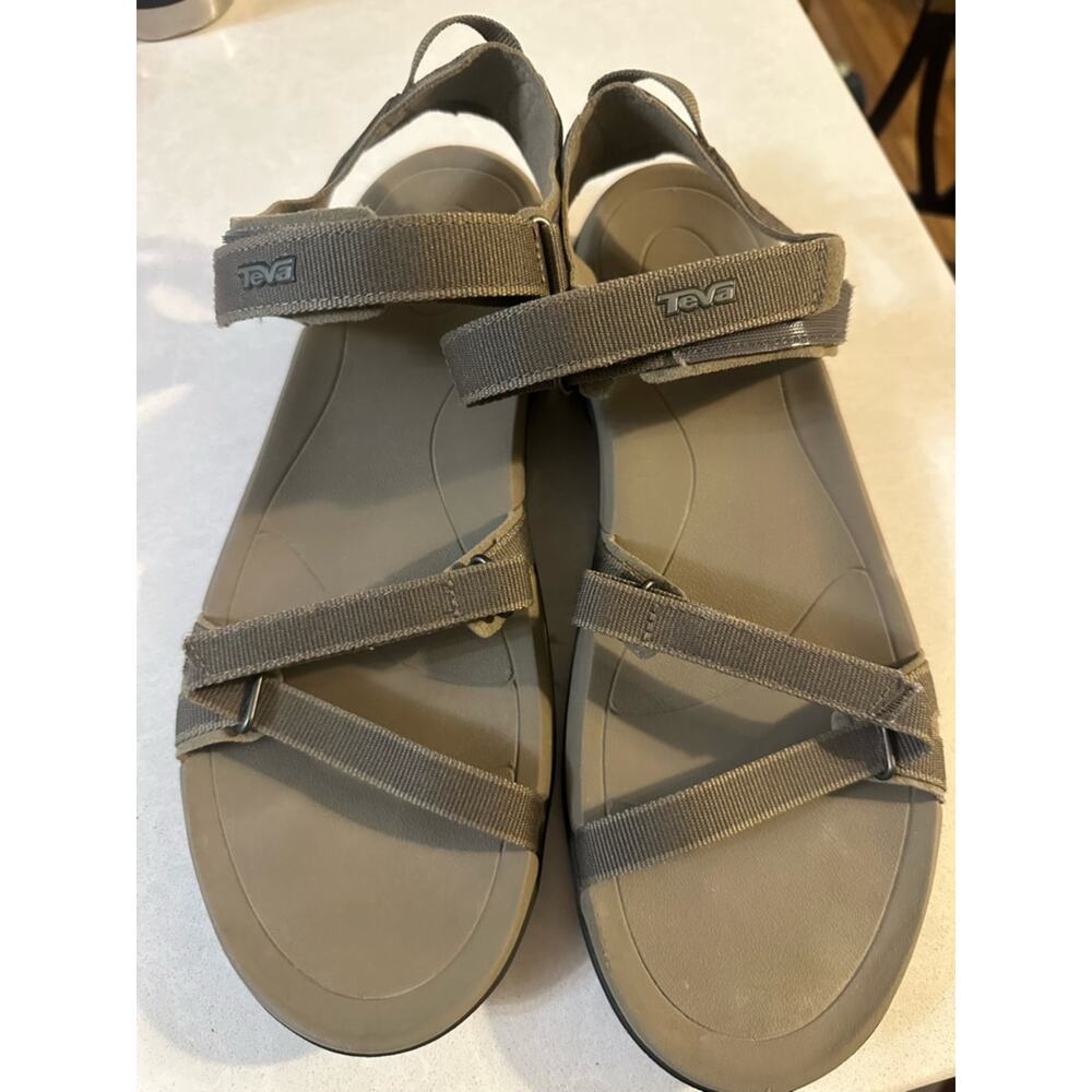 Teva Gray Suede Sandals with Hook-and-Loop Strap